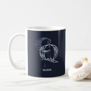 Caneca De Café Monograma - Letra Q Boho Crescent Moon Mandala
