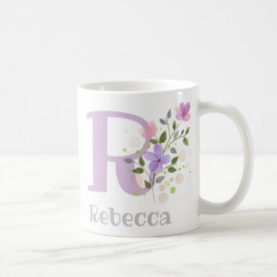 Caneca De Café Monograma - Letra R & Nome Cristão