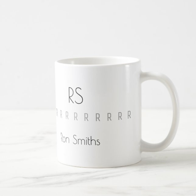 Caneca De Café monograma limpo (nome + iniciais) (Direita)
