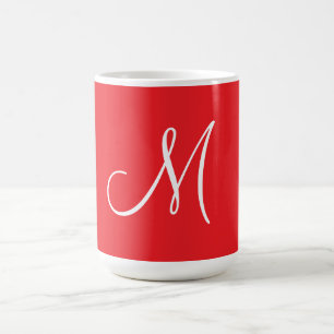 Caneca De Café MONOGRAMA M, Vermelho e Branco,