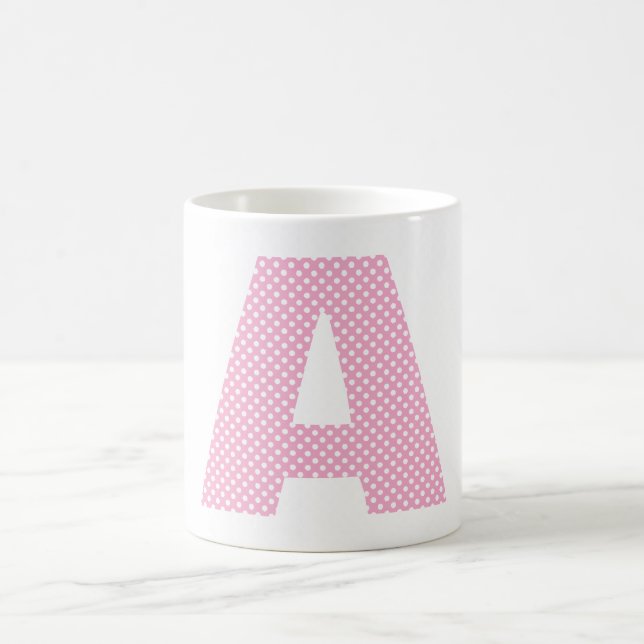 Caneca De Café Monograma Maiúsculo com Pontos Polca Rosa Claro e  (Centro)