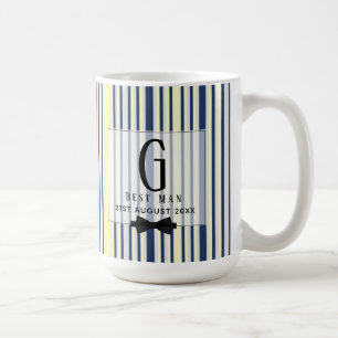 Caneca De Café Monograma MELHOR Padrinho de casamento Marinho Pad