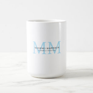 Caneca De Café Monograma Minimalista Profissional Preto Branco Az