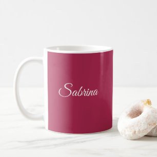 Caneca De Café Monograma minimalista rosa cereja