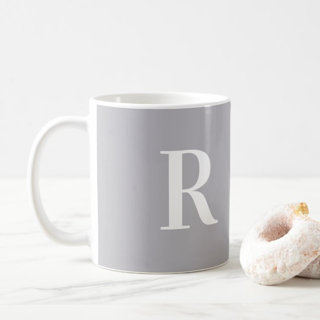 Caneca De Café Monograma mínimo Cinzas modernas (Com Donut)