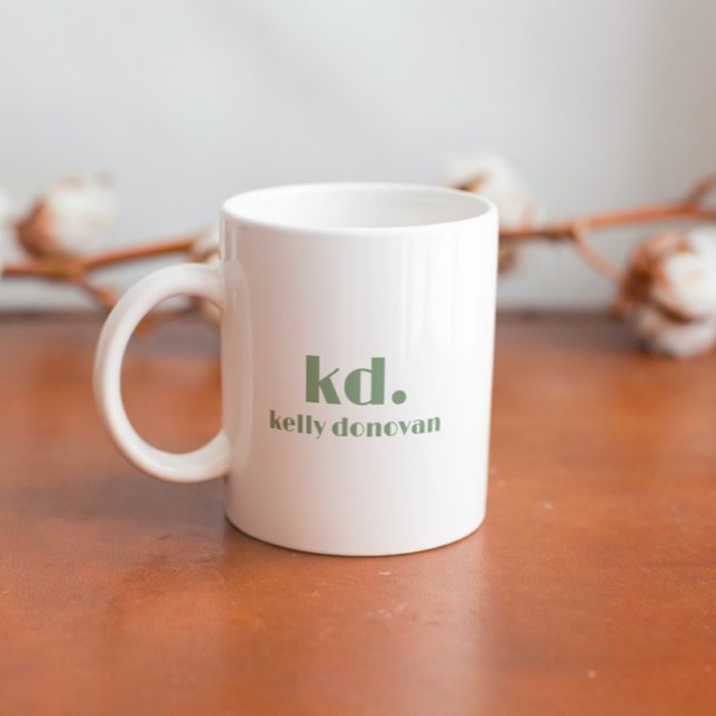 Caneca De Café Monograma moderno e nome Design minimalístico 2 (Criador carregado)