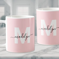 Monograma Moderno Elegante Rosa Bege