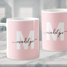 Monograma Moderno Elegante Rosa Bege