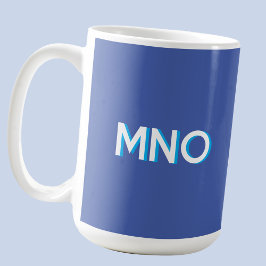 Caneca De Café Monograma Moderno Largura Inicial Azul-Sombra
