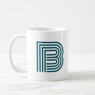 Caneca De Café Monograma Moderno - Letra Inicial Na moda Teal Ver