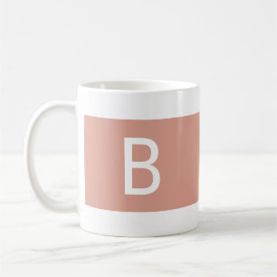 Caneca De Café Monograma moderno minimalista, cor-de-rosa e branc
