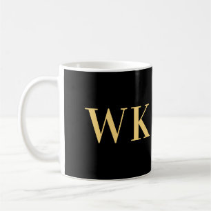 Caneca De Café Monograma moderno mínimo Dourado