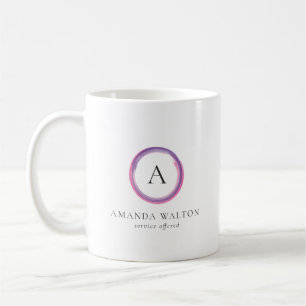 Caneca De Café Monograma Moderno Rosa e Roxo para Negócios