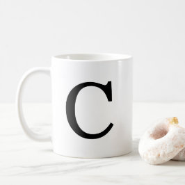Caneca De Café Monograma, Mug Clássica C Inicial, 11 oz