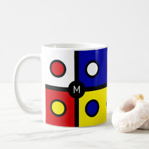 Caneca De Café Monograma na Arte Abstrata Multicolorida