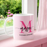 Caneca De Café Monograma Na moda Moderno Rosa Quente<br><div class="desc">Sip em estilo com a nossa Na moda de Monograma Moderna de café rosa quente! Apresentando um vibrante design cor-de-rosa-quente, esta caneca é personalizada com seu monograma em uma fonte moderna e elegante para um toque chic e personalizado. Perfeito para seu café ou chá matinal, combina estética moderna com funcionalidade...</div>