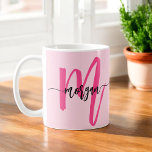 Caneca De Café Monograma Na moda Moderno Rosa Quente<br><div class="desc">Sip em estilo com a nossa Na moda de Monograma Moderna de café rosa quente! Apresentando um vibrante design cor-de-rosa-quente, esta caneca é personalizada com seu monograma em uma fonte moderna e elegante para um toque chic e personalizado. Perfeito para seu café ou chá matinal, combina estética moderna com funcionalidade...</div>