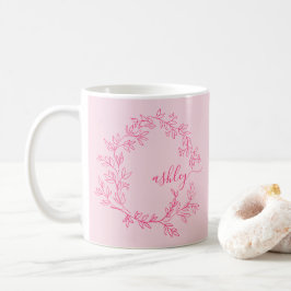 Caneca De Café Monograma Na moda Moderno Rosa Quente