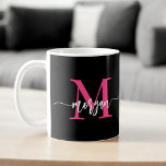 Caneca De Café Monograma Na moda Moderno Rosa Quente Preto<br><div class="desc">Sip em estilo com a nossa Na moda de Monograma Moderna de café rosa quente! Apresentando um vibrante design cor-de-rosa-quente, esta caneca é personalizada com seu monograma em uma fonte moderna e elegante para um toque chic e personalizado. Perfeito para seu café ou chá matinal, combina estética moderna com funcionalidade...</div>