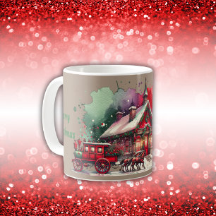 Caneca De Café Monograma Natais vintages festivos em castanho
