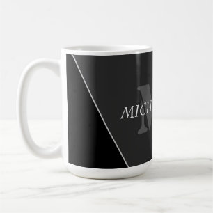 Caneca De Café Monograma Negro de Cinzas Artísticas Modernas