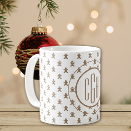 Caneca De Café Monograma no padrão Homem de Biscoito 11oz