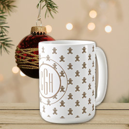 Caneca De Café Monograma no padrão Homem de Biscoito 15oz