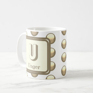 Caneca De Café Monograma Nome Geométrico Dourado Elegante Inicial