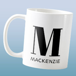 Caneca De Café Monograma Nome inicial Simples