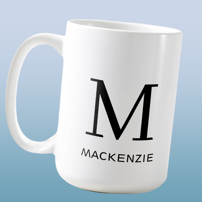 Caneca De Café Monograma Nome inicial Simples (Modern monogram initial custom name coffee mug)