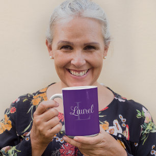 Caneca De Café Monograma Nome Purple Coffee Mug
