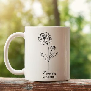 Caneca De Café Monograma Novembro Nascimento Mês Flor