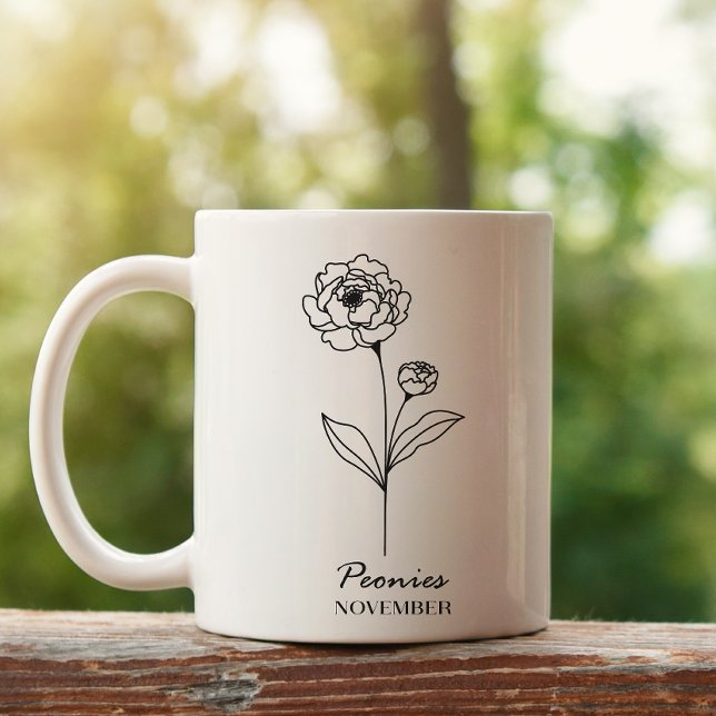 Caneca De Café Monograma Novembro Nascimento Mês Flor (Criador carregado)