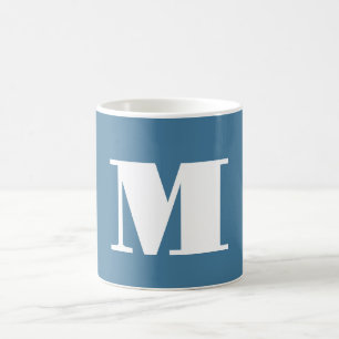Caneca De Café Monograma, Pastel Azul Sólido, profissional minima