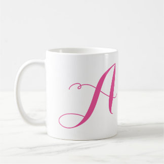 Caneca De Café Monograma Personalizado-A/Rosa