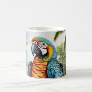 Caneca De Café Monograma Personalizado Atormentante Macaw Macaw