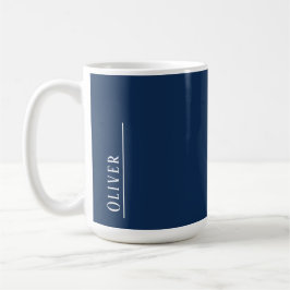 Caneca De Café Monograma personalizado, azul escuro moderno 
