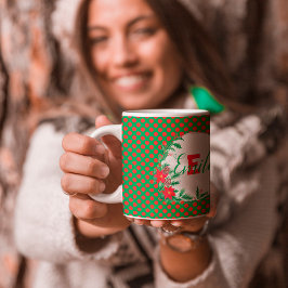 Caneca De Café Monograma Personalizado Botânico do Bolinhas verme