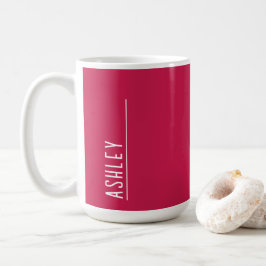 Caneca De Café Monograma personalizado, cor-de-rosa cereja