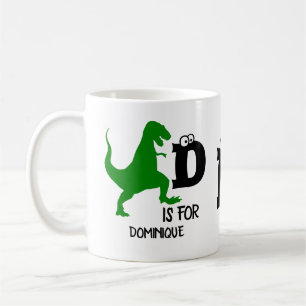 Caneca De Café Monograma personalizado D é para o T Rex fofo do d