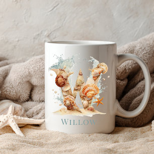 Caneca De Café Monograma Personalizado da Costa com Inicial W na