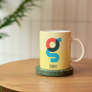 Caneca De Café Monograma Personalizado de Café Alfabético Color