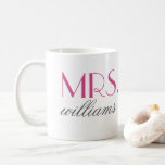 Caneca De Café Monograma Personalizado de Casamento Personalizado<br><div class="desc">A elegante caneca de café pode ser personalizada para o sobrenome. Faz um presente único para a noiva ser ou recentemente casada. As cores de cinza rosa quente e carvão podem ser personalizadas.</div>