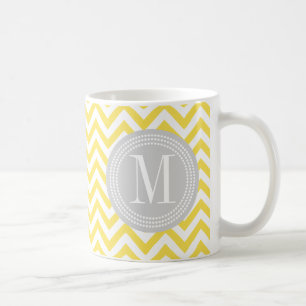 Caneca De Café Monograma personalizado de Chevron ziguezague
