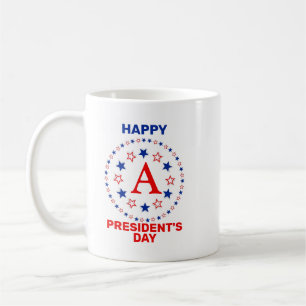 Caneca De Café Monograma personalizado de Feliz Presidente