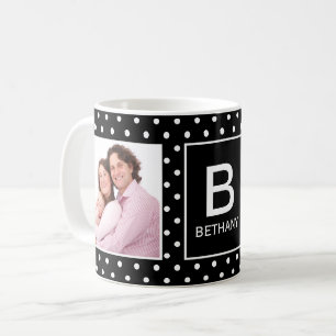 Caneca De Café Monograma Personalizado de Fotografia em Bolinhas