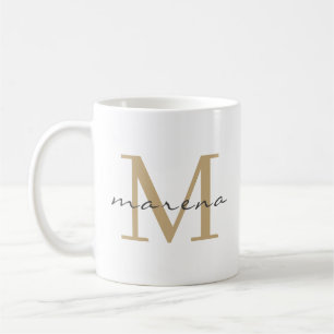 Caneca De Café Monograma personalizado de ouro com seu nome