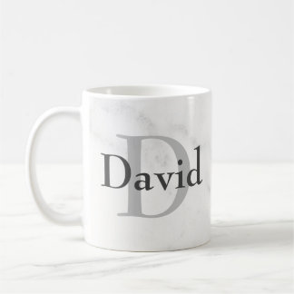 Caneca De Café Monograma personalizado e nome com estilo marble