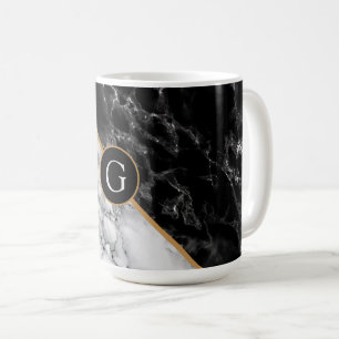 Caneca De Café Monograma personalizado - Letra Marble Coffee Mug