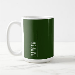 Caneca De Café Monograma personalizado, Natal verde da floresta